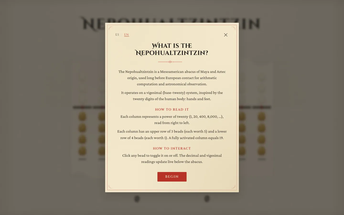 Nepohualtzintzin screenshot